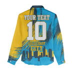 Personalised Gold Coast Titans Rugby Women Casual Shirt Muscular Titan Mascot City Skyline Graphic