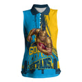 Personalised Gold Coast Titans Rugby Women Sleeveless Polo Shirt Muscular Titan Mascot City Skyline Graphic