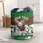 Personalized South Sydney Rabbitohs Rugby Laundry Basket Fierce Mascot And Sydney Skyline Graphic Art
