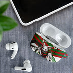 Personalized South Sydney Rabbitohs Rugby AirPods Case Fierce Mascot And Sydney Skyline Graphic Art