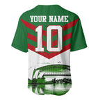 Personalized South Sydney Rabbitohs Rugby Baseball Jersey Fierce Mascot And Sydney Skyline Graphic Art