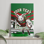 Personalized South Sydney Rabbitohs Rugby Canvas Wall Art Fierce Mascot And Sydney Skyline Graphic Art