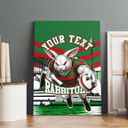Personalized South Sydney Rabbitohs Rugby Canvas Wall Art Fierce Mascot And Sydney Skyline Graphic Art