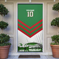 Personalized South Sydney Rabbitohs Rugby Door Cover Fierce Mascot And Sydney Skyline Graphic Art