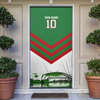 Personalized South Sydney Rabbitohs Rugby Door Cover Fierce Mascot And Sydney Skyline Graphic Art