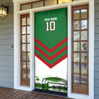 Personalized South Sydney Rabbitohs Rugby Door Cover Fierce Mascot And Sydney Skyline Graphic Art