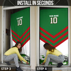Personalized South Sydney Rabbitohs Rugby Door Cover Fierce Mascot And Sydney Skyline Graphic Art