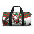 Personalized South Sydney Rabbitohs Rugby Duffle Bag Fierce Mascot And Sydney Skyline Graphic Art