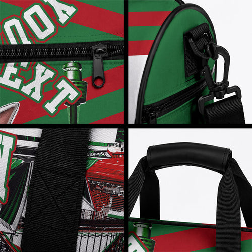 Personalized South Sydney Rabbitohs Rugby Duffle Bag Fierce Mascot And Sydney Skyline Graphic Art