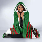 Personalized South Sydney Rabbitohs Rugby Hooded Blanket Fierce Mascot And Sydney Skyline Graphic Art