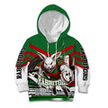 Personalized South Sydney Rabbitohs Rugby Kid Hoodie Fierce Mascot And Sydney Skyline Graphic Art