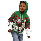 Personalized South Sydney Rabbitohs Rugby Kid Hoodie Fierce Mascot And Sydney Skyline Graphic Art