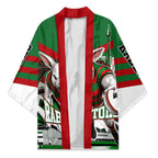 Personalized South Sydney Rabbitohs Rugby Kimono Fierce Mascot And Sydney Skyline Graphic Art