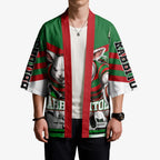 Personalized South Sydney Rabbitohs Rugby Kimono Fierce Mascot And Sydney Skyline Graphic Art