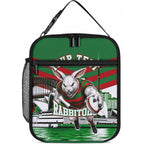 Personalized South Sydney Rabbitohs Rugby Lunch Bag Fierce Mascot And Sydney Skyline Graphic Art