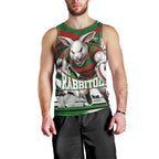 Personalized South Sydney Rabbitohs Rugby Men Tank Top Fierce Mascot And Sydney Skyline Graphic Art