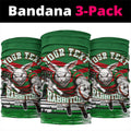 Personalized South Sydney Rabbitohs Rugby Neck Gaiter Fierce Mascot And Sydney Skyline Graphic Art