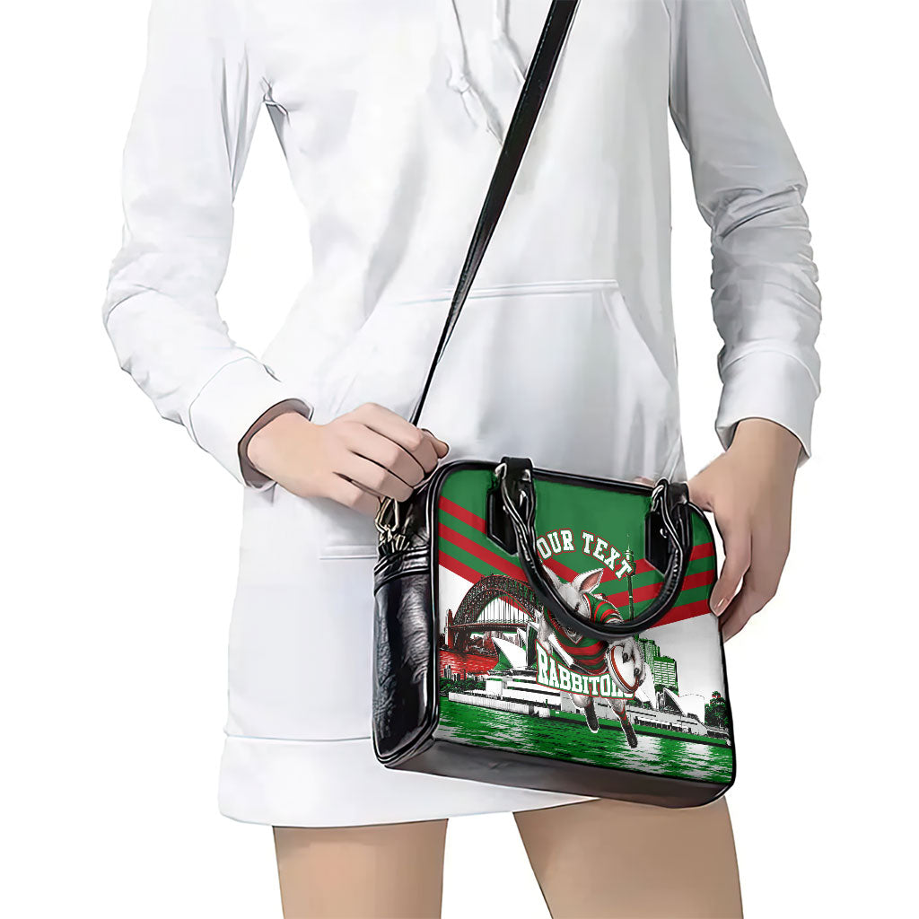 Personalized South Sydney Rabbitohs Rugby Shoulder Handbag Fierce Mascot And Sydney Skyline Graphic Art