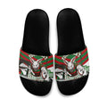Personalized South Sydney Rabbitohs Rugby Slide Sandals Fierce Mascot And Sydney Skyline Graphic Art