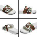 Personalized South Sydney Rabbitohs Rugby Slide Sandals Fierce Mascot And Sydney Skyline Graphic Art