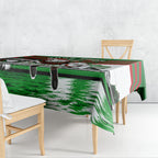 Personalized South Sydney Rabbitohs Rugby Tablecloth Fierce Mascot And Sydney Skyline Graphic Art