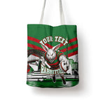 Personalized South Sydney Rabbitohs Rugby Tote Bag Fierce Mascot And Sydney Skyline Graphic Art