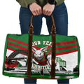 Personalized South Sydney Rabbitohs Rugby Travel Bag Fierce Mascot And Sydney Skyline Graphic Art