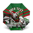 Personalized South Sydney Rabbitohs Rugby Umbrella Fierce Mascot And Sydney Skyline Graphic Art