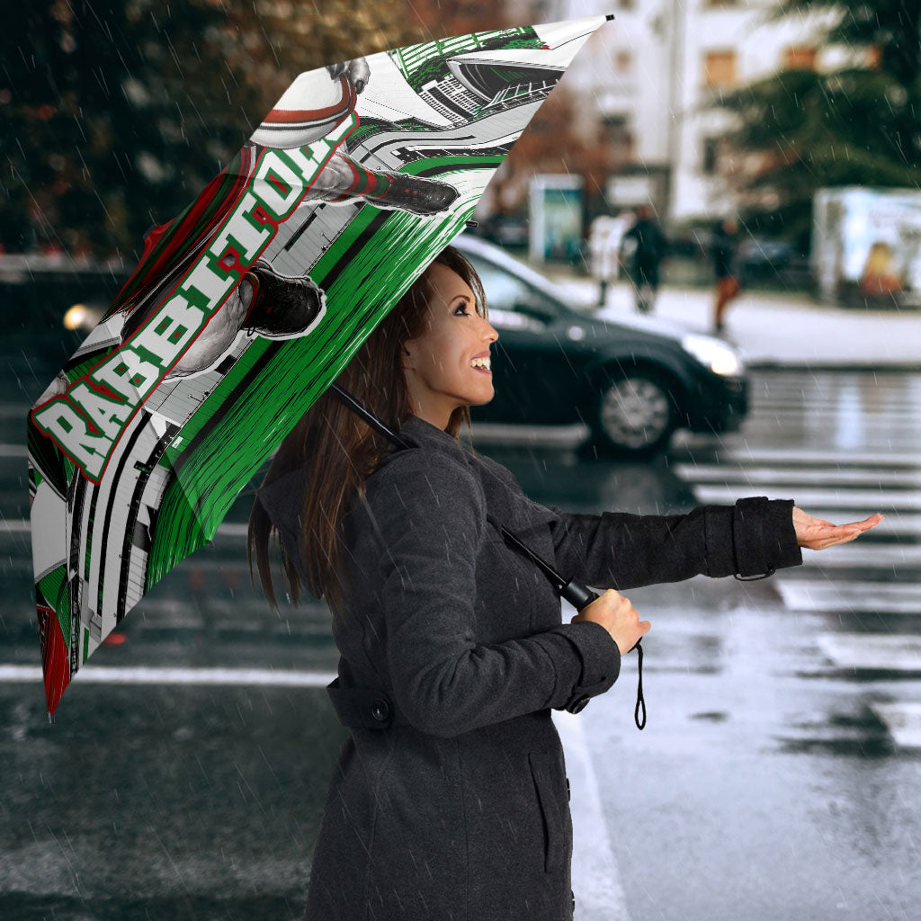 Personalized South Sydney Rabbitohs Rugby Umbrella Fierce Mascot And Sydney Skyline Graphic Art
