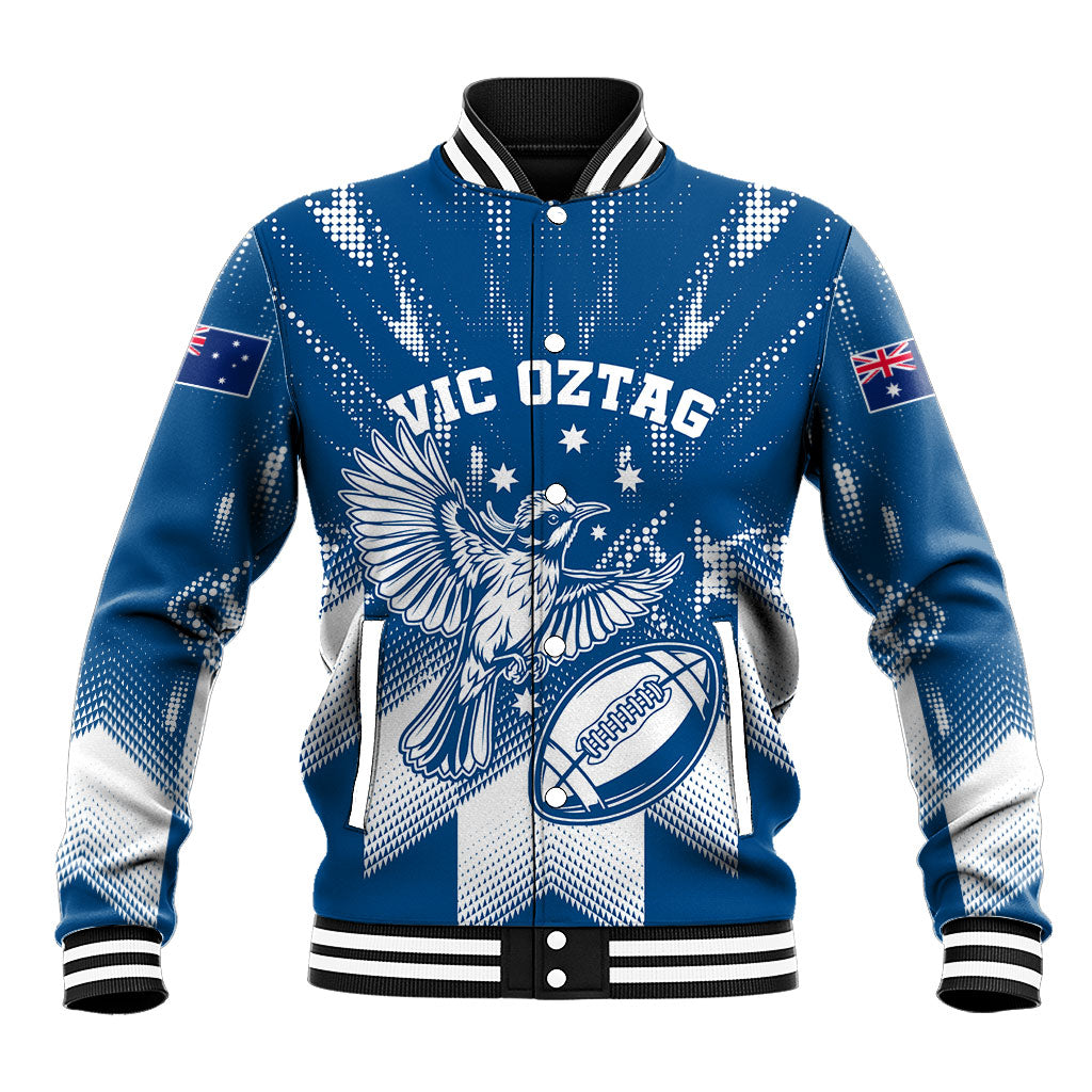 Personalized VIC Oztag Australia Bird Mascot Baseball Jacket Australian Flag Southern Cross Halftone
