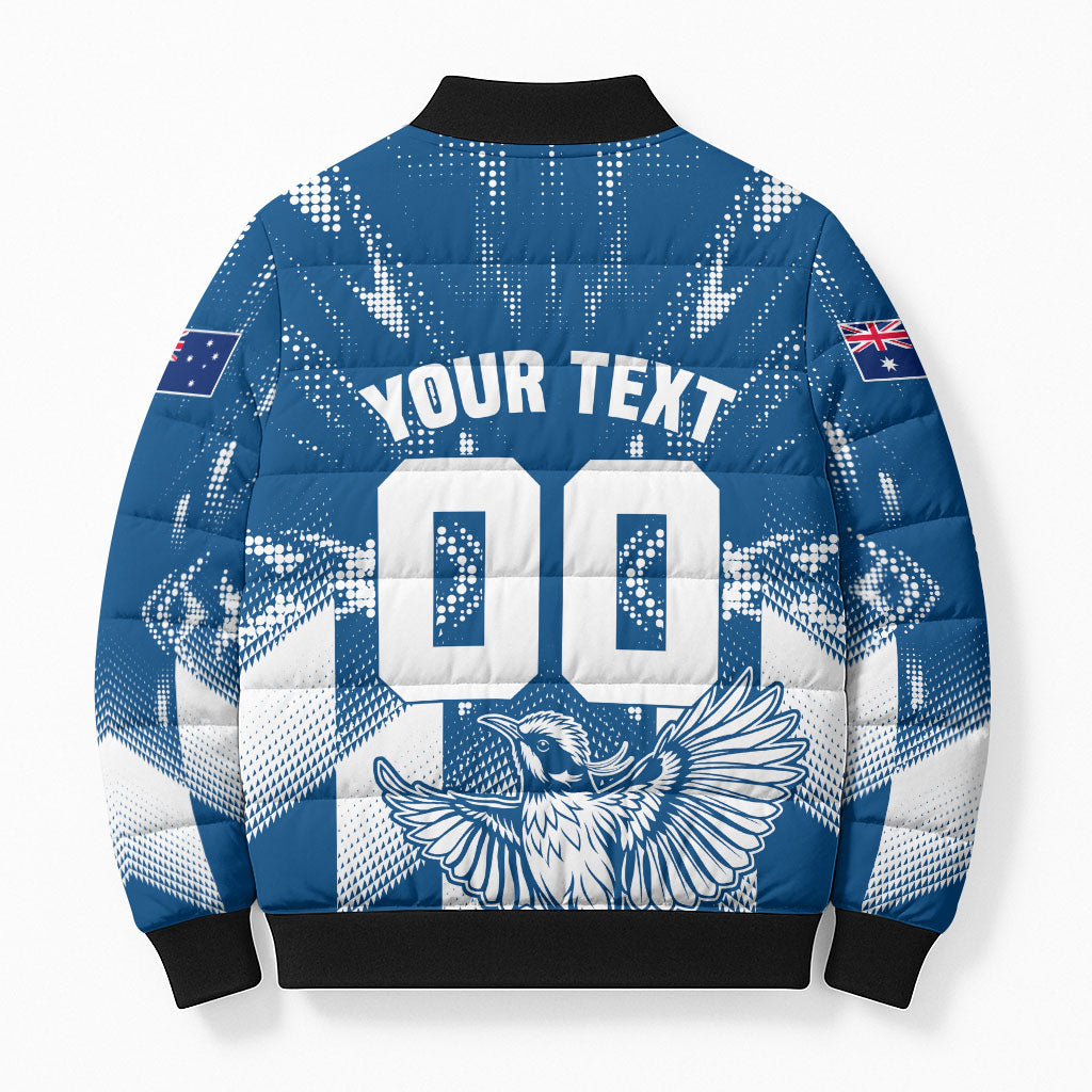 Personalized VIC Oztag Australia Bird Mascot Bomber Puffer Jacket Australian Flag Southern Cross Halftone