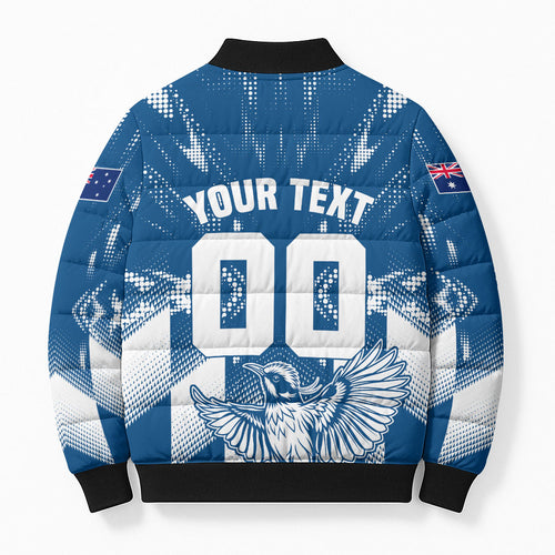 Personalized VIC Oztag Australia Bird Mascot Bomber Puffer Jacket Australian Flag Southern Cross Halftone