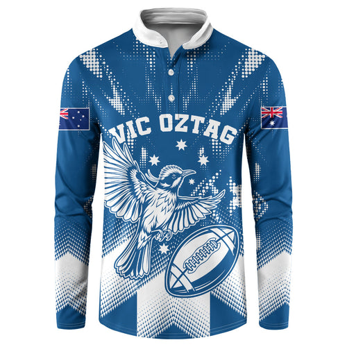 Personalized VIC Oztag Australia Bird Mascot Button Sweatshirt Australian Flag Southern Cross Halftone