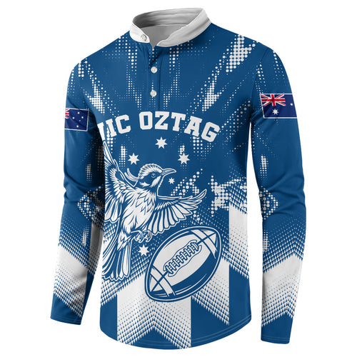 Personalized VIC Oztag Australia Bird Mascot Button Sweatshirt Australian Flag Southern Cross Halftone