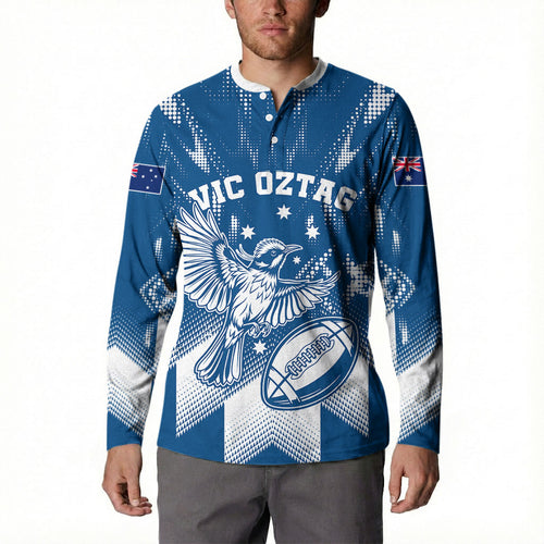 Personalized VIC Oztag Australia Bird Mascot Button Sweatshirt Australian Flag Southern Cross Halftone