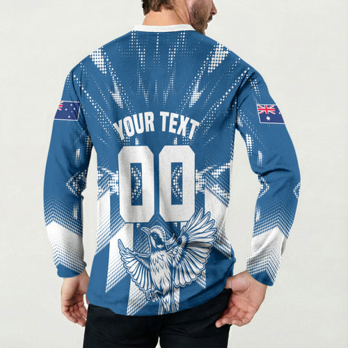 Personalized VIC Oztag Australia Bird Mascot Button Sweatshirt Australian Flag Southern Cross Halftone