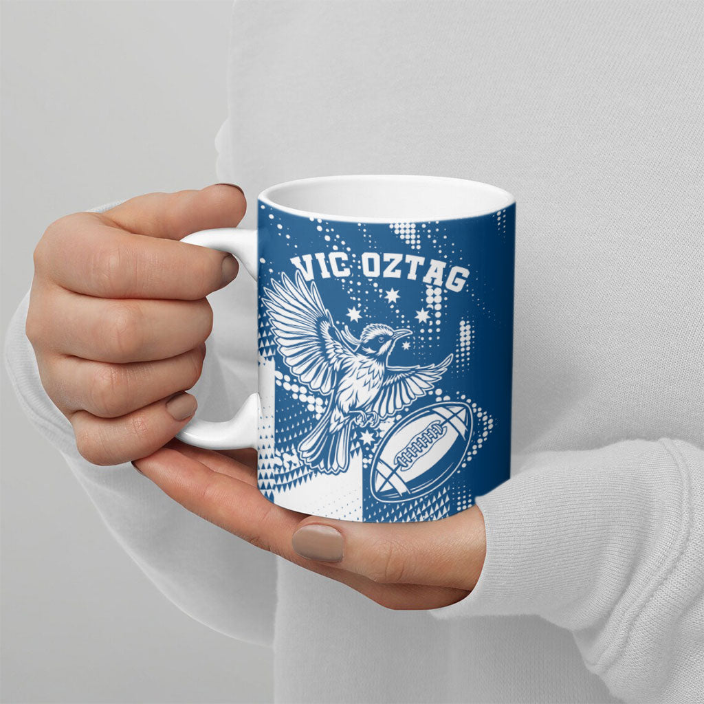 Personalized VIC Oztag Australia Bird Mascot Ceramic Mug Australian Flag Southern Cross Halftone