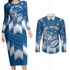 Personalized VIC Oztag Australia Bird Mascot Couples Matching Long Sleeve Bodycon Dress and Long Sleeve Button Shirt Australian Flag Southern Cross Halftone