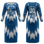 Personalized VIC Oztag Australia Bird Mascot Couples Matching Long Sleeve Bodycon Dress and Long Sleeve Button Shirt Australian Flag Southern Cross Halftone