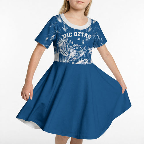 Personalized VIC Oztag Australia Bird Mascot Kid Short Sleeve Dress Australian Flag Southern Cross Halftone