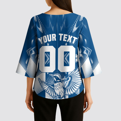 Personalized VIC Oztag Australia Bird Mascot Kimono Sleeve Blouse Australian Flag Southern Cross Halftone