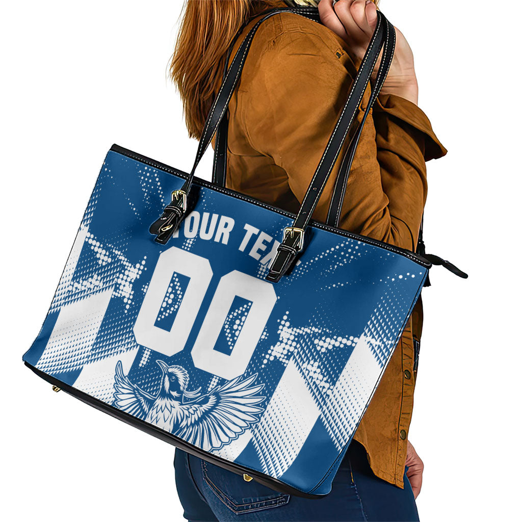 Personalized VIC Oztag Australia Bird Mascot Leather Tote Bag Australian Flag Southern Cross Halftone