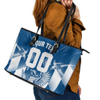 Personalized VIC Oztag Australia Bird Mascot Leather Tote Bag Australian Flag Southern Cross Halftone