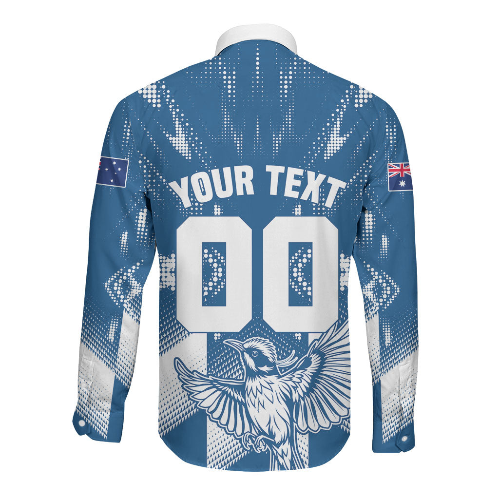 Personalized VIC Oztag Australia Bird Mascot Long Sleeve Button Shirt Australian Flag Southern Cross Halftone
