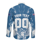 Personalized VIC Oztag Australia Bird Mascot Long Sleeve Button Shirt Australian Flag Southern Cross Halftone