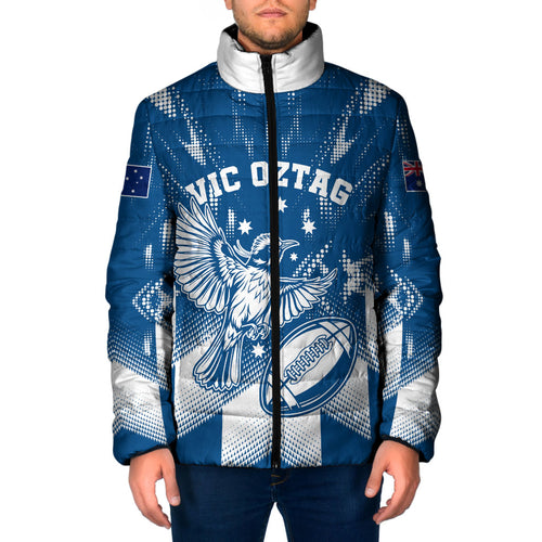 Personalized VIC Oztag Australia Bird Mascot Padded Jacket Australian Flag Southern Cross Halftone