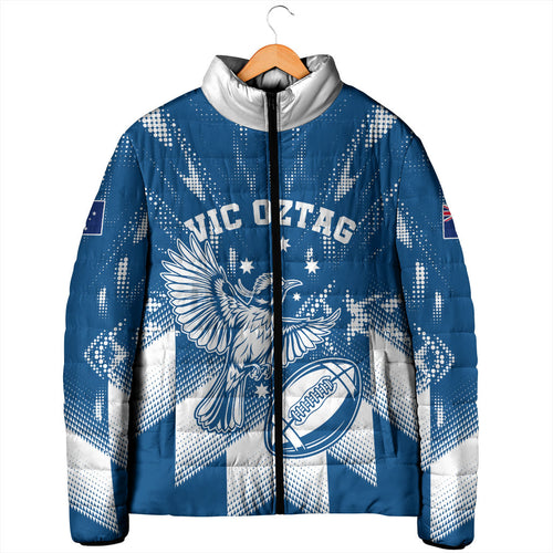 Personalized VIC Oztag Australia Bird Mascot Padded Jacket Australian Flag Southern Cross Halftone