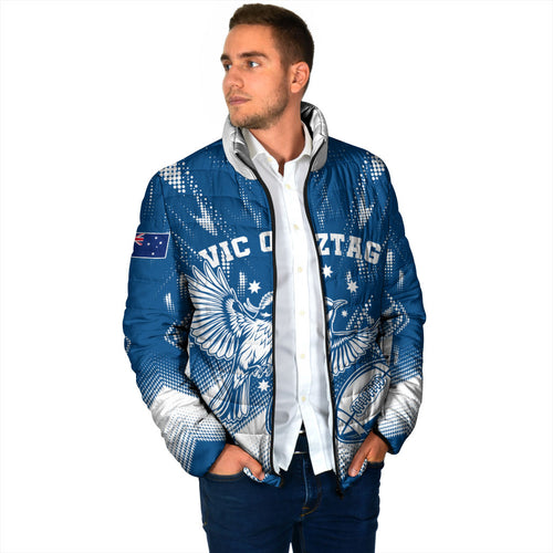 Personalized VIC Oztag Australia Bird Mascot Padded Jacket Australian Flag Southern Cross Halftone