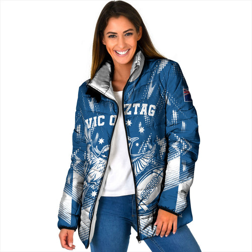 Personalized VIC Oztag Australia Bird Mascot Padded Jacket Australian Flag Southern Cross Halftone