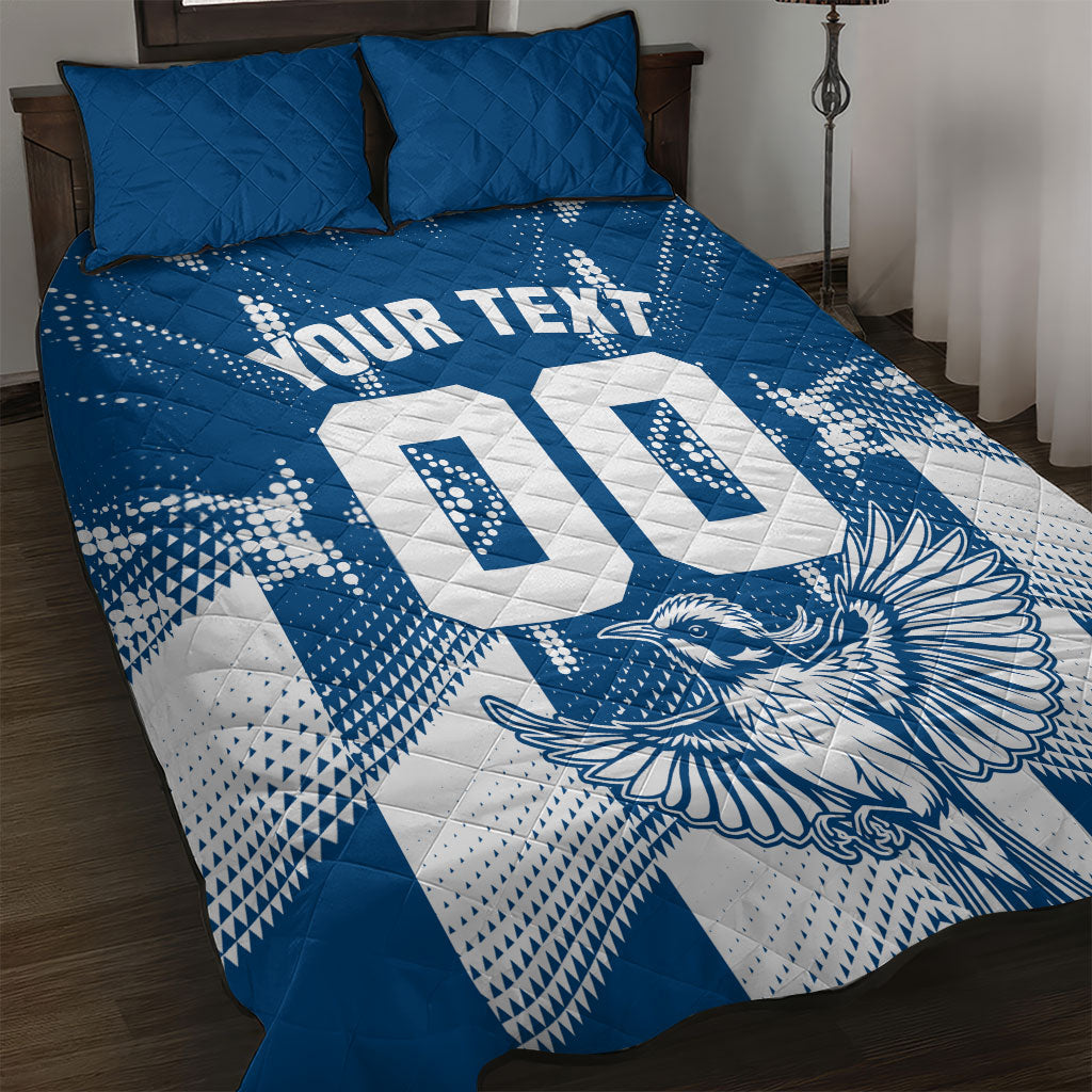 Personalized VIC Oztag Australia Bird Mascot Quilt Bed Set Australian Flag Southern Cross Halftone